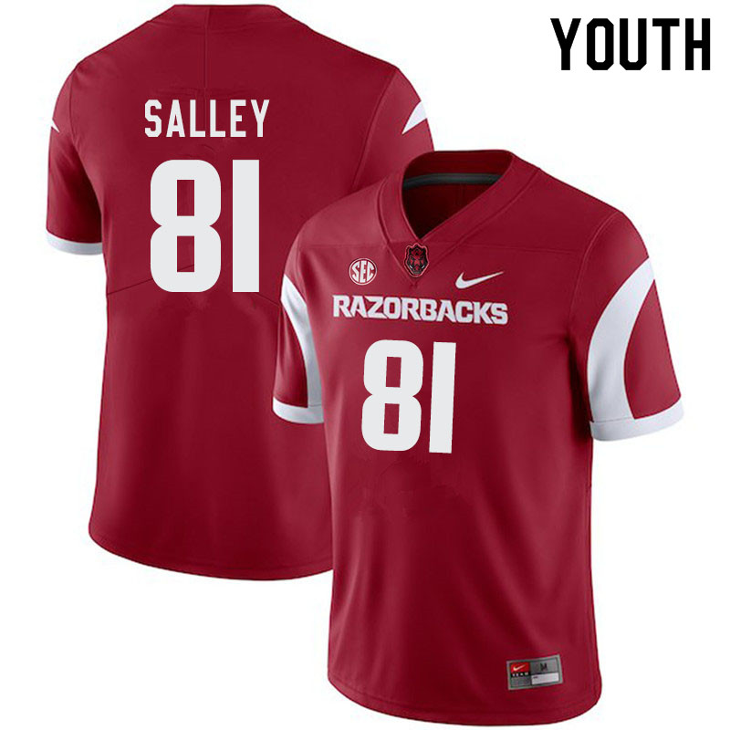 Youth #81 Jackson Salley Arkansas Razorbacks College Football Jerseys-Cardinal